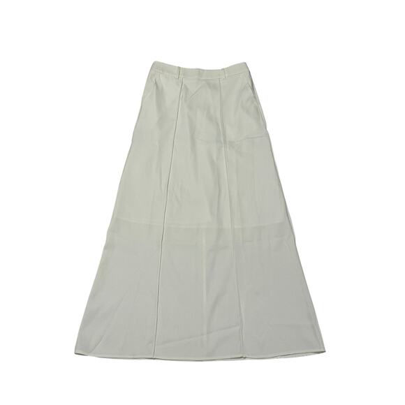 Commense Women's Small White Solid Pleated Pocketed Formal Maxi Skirt - Picture 4 of 12